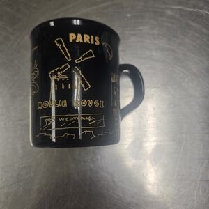 Paris Moulin Rouge Black Ceramic Mug with Gold Accent